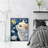White Cat Watching Fish-11CT Stamped Cross Stitch 40*53cm/15.75*20.87in