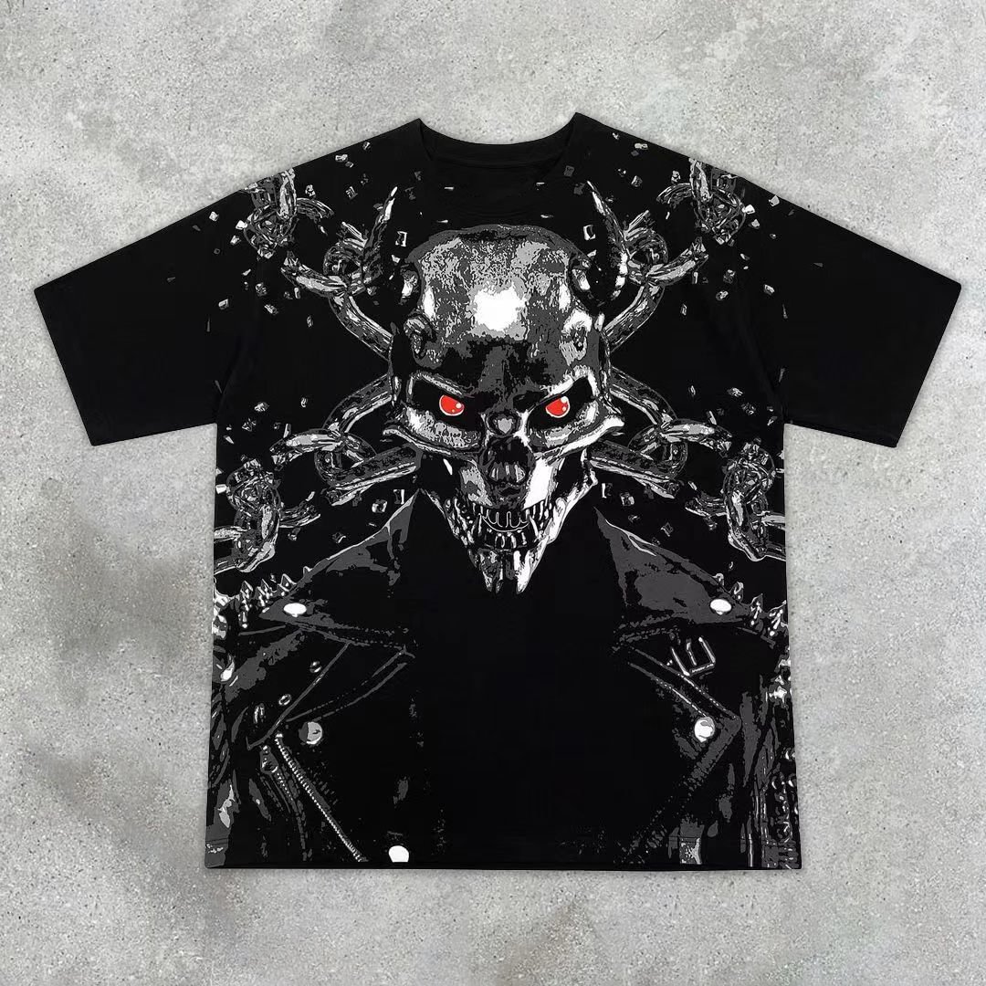 Metal reaper chain casual street T-shirt
