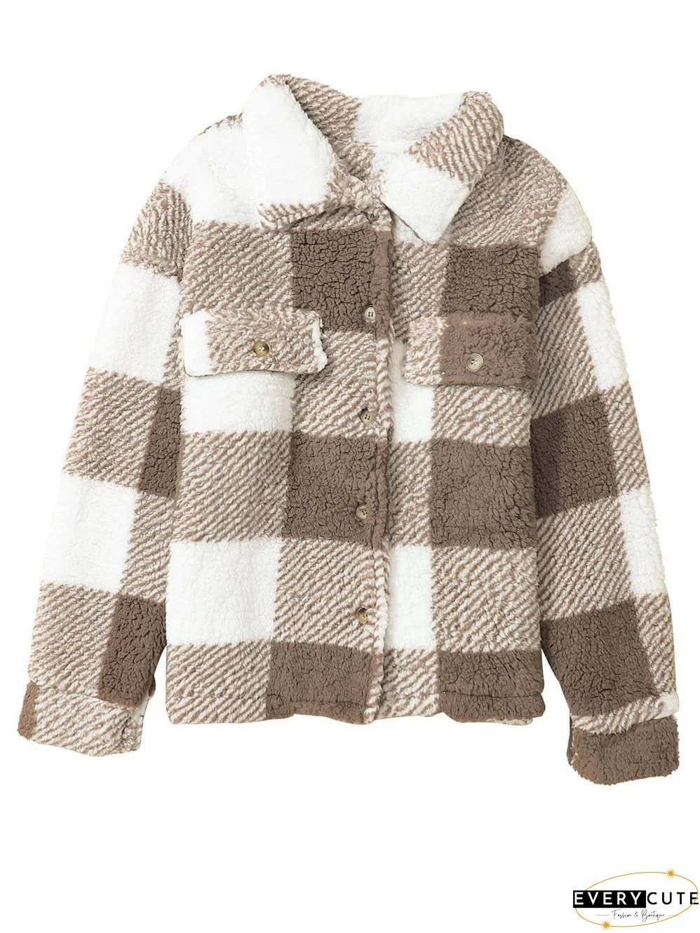 Casual Plaid Sherpa Jacket for Fall/Winter