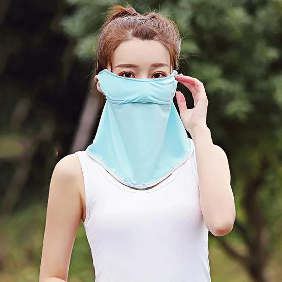 Pure Color Breathable Ice Silk Eye And Neck Protection Mask