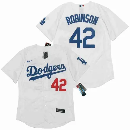 Men's Los Angeles Dodgers #42 Jackie Robinson White Cool Base Stitched Jersey HVR0