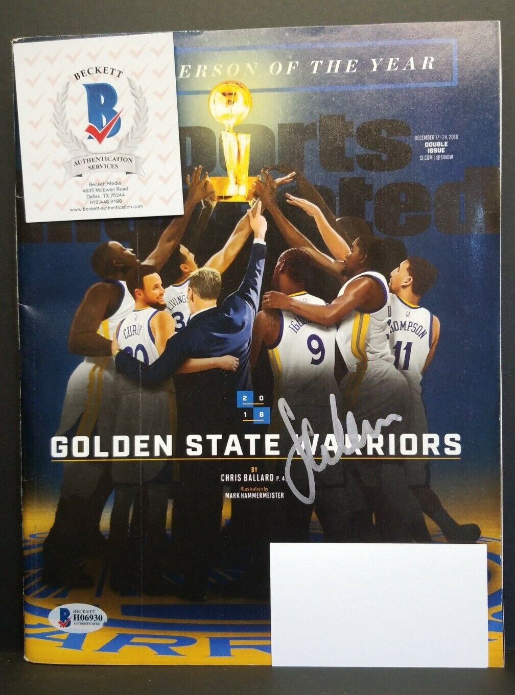 STEVE KERR Signed Autographed GOLDEN STATE WARRIORS SI Magazine. BECKETT