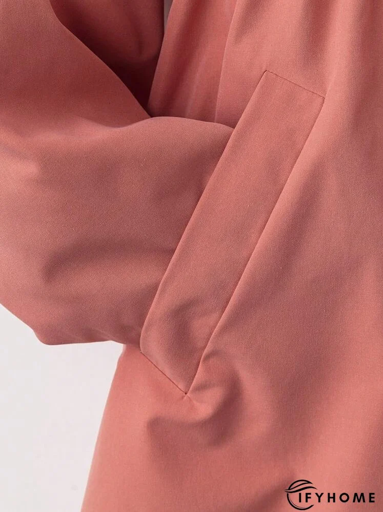 Plus Size Solid Color Cinched Waist Hooded Trench Coat, Autumn | IFYHOME