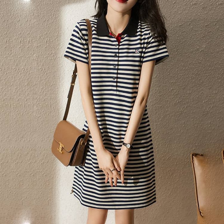 Stripe Casual Striped Shift Dresses QueenFunky