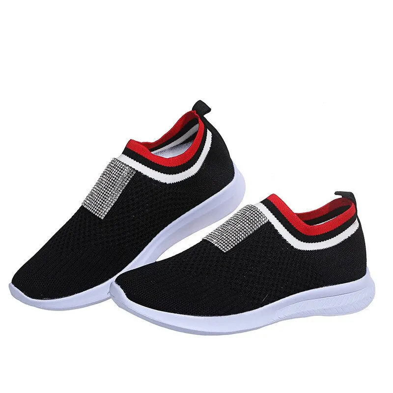 Women's Vulcanized Shoes Casual Mesh Breathable Ladies Sneakers Running Shoes Female Spring Summer Comfortable Footwear 2021 New