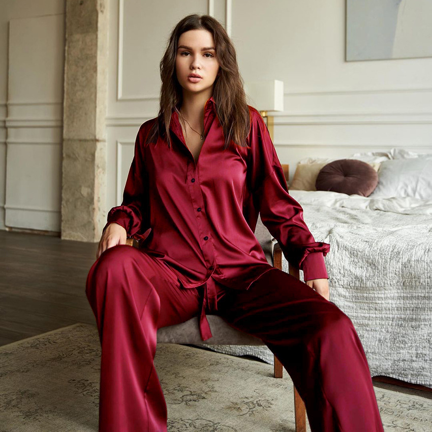 22 Momme Best Women's Silk Pajamas Set Red Silk Pajamas