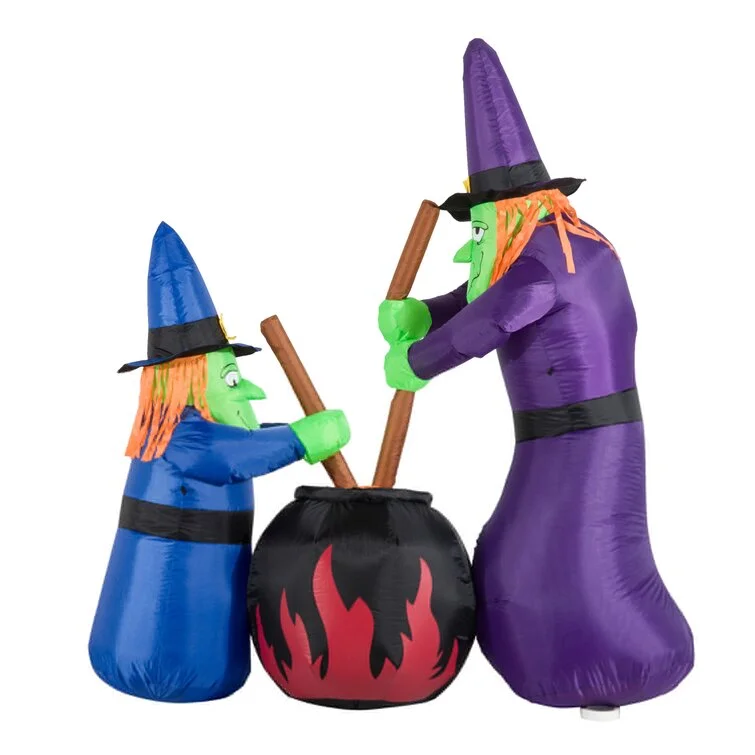 Outdoor Air-blown Brewing Witches with Cauldron Halloween Inflatable