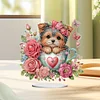 (US Only)2D Flat Teacup Puppy Print DIY Desktop Diamond Art Kits Bedroom Table Decoration