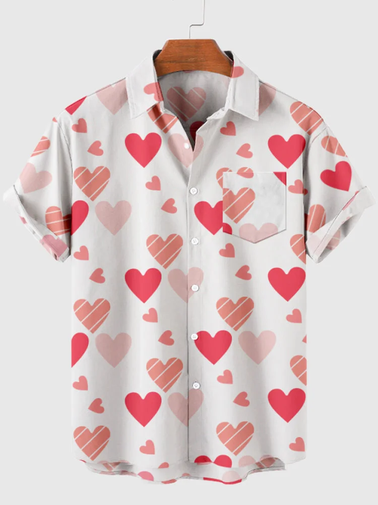 💕 Full-Print Heart-Shaped Men's Short Sleeve Shirt