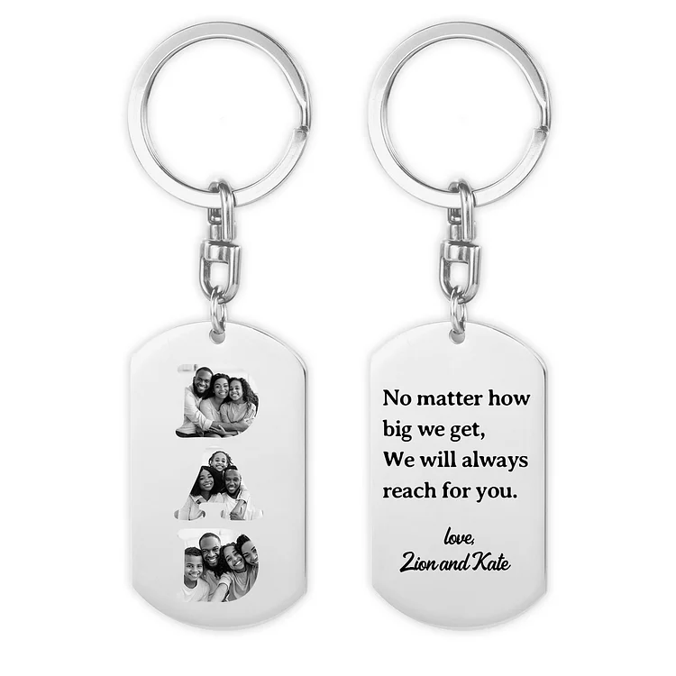 Father's Day Gift Custom 3 Photos Keychain for Dad "We Will Always Reach for You"