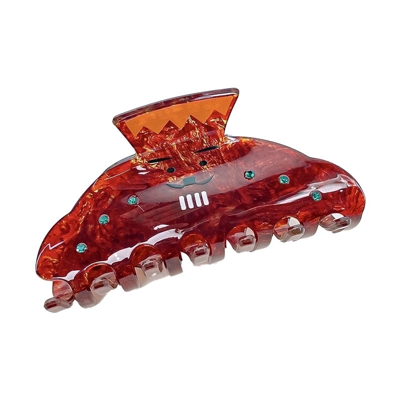 Minimalist Color Block Plastic Inlay Rhinestones Hair Claws