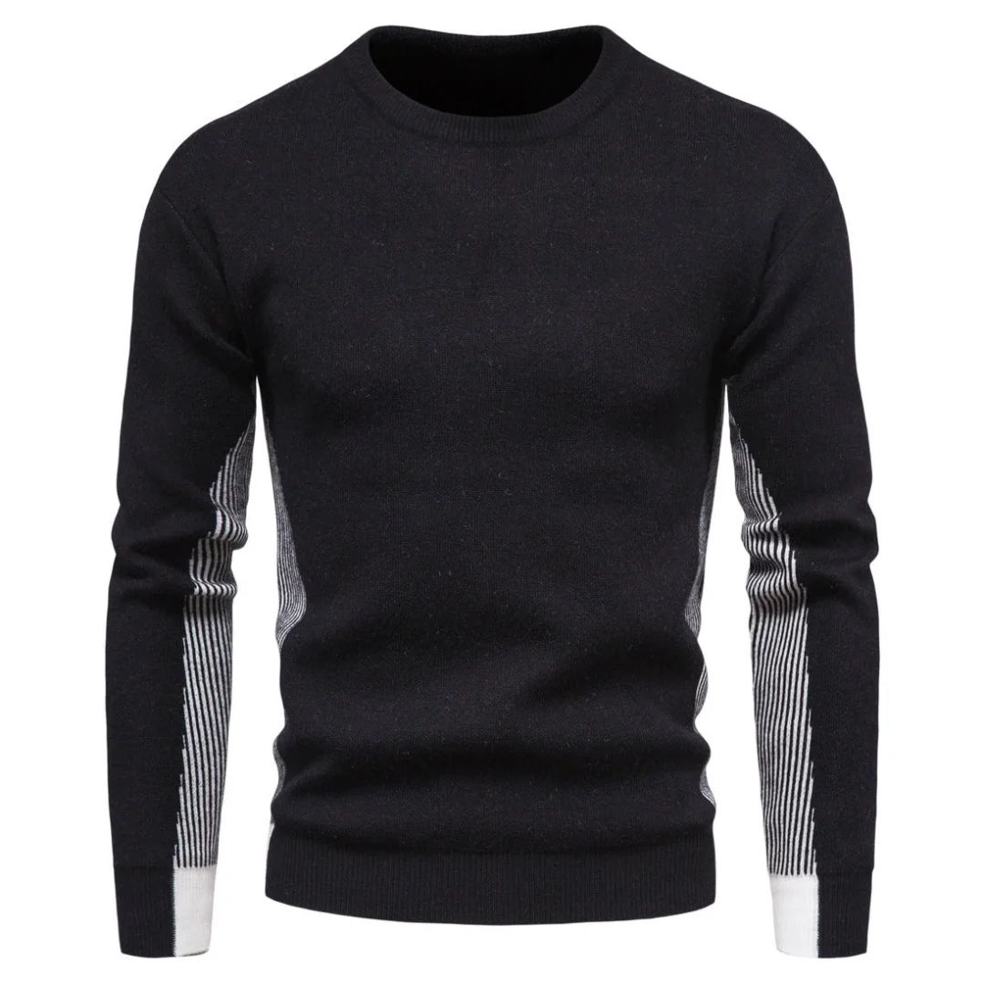 Round Neck Contrast Color Men's Sweater