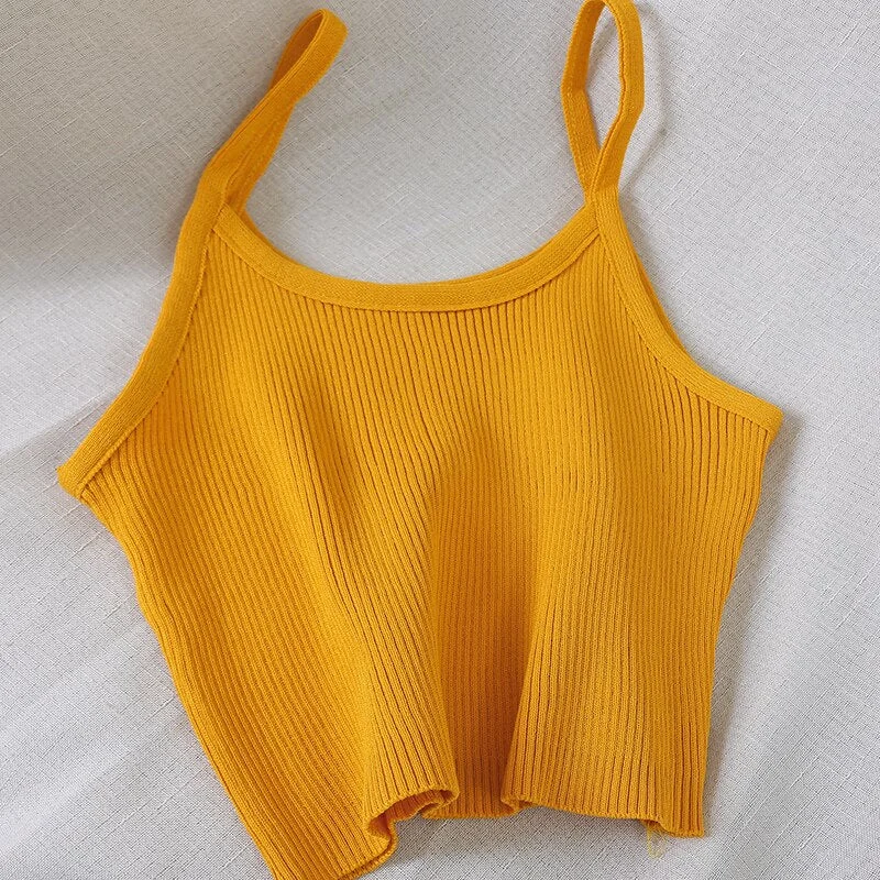 Women Tops Knitting Camisoles Female Solid Camis Street Camisole Ladies Camis With Straps Spaghetti Crop Tops Women