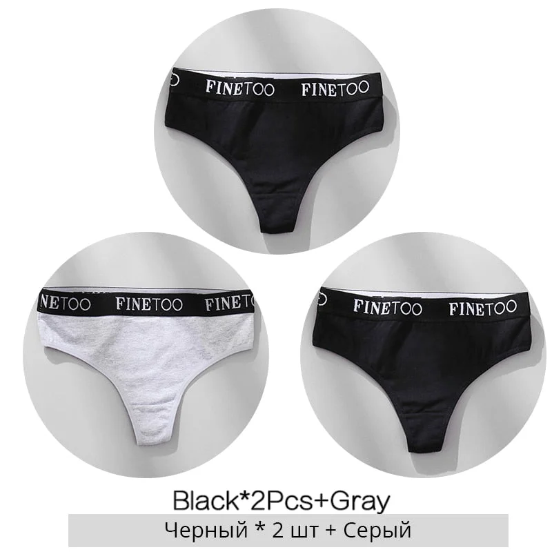 FINETOO Cotton Thongs Women Wide Belt Letter G-string Underwear M-XL Girls T-back Underpants Comfortable Thong Panties Lingerie