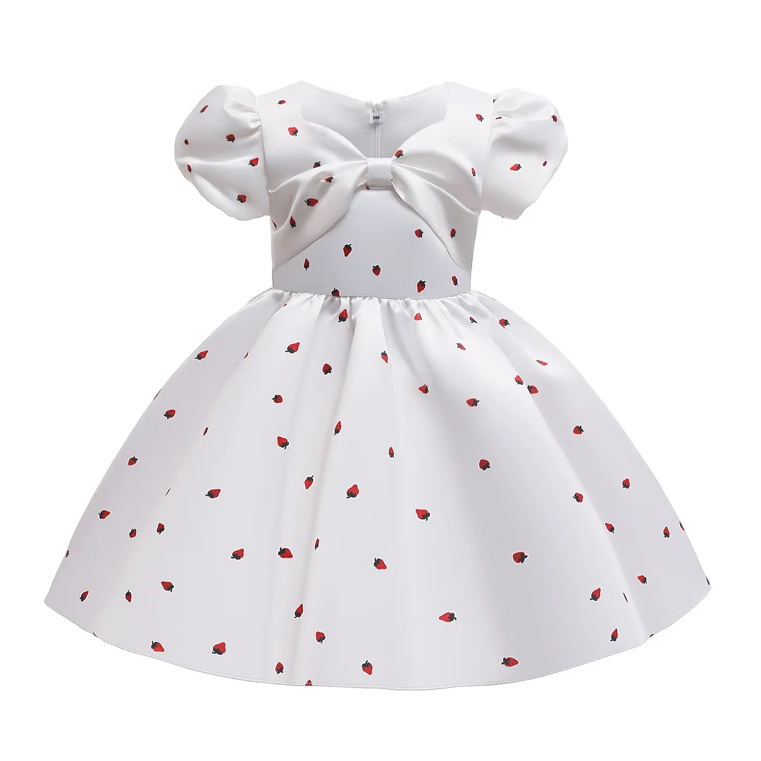 Buzzdaisy Polka Dots Princess Dress For Girl Sweetheart Neck Vintage Skirt Bow-Knot Puff Sleeves Princess Cotton Summer