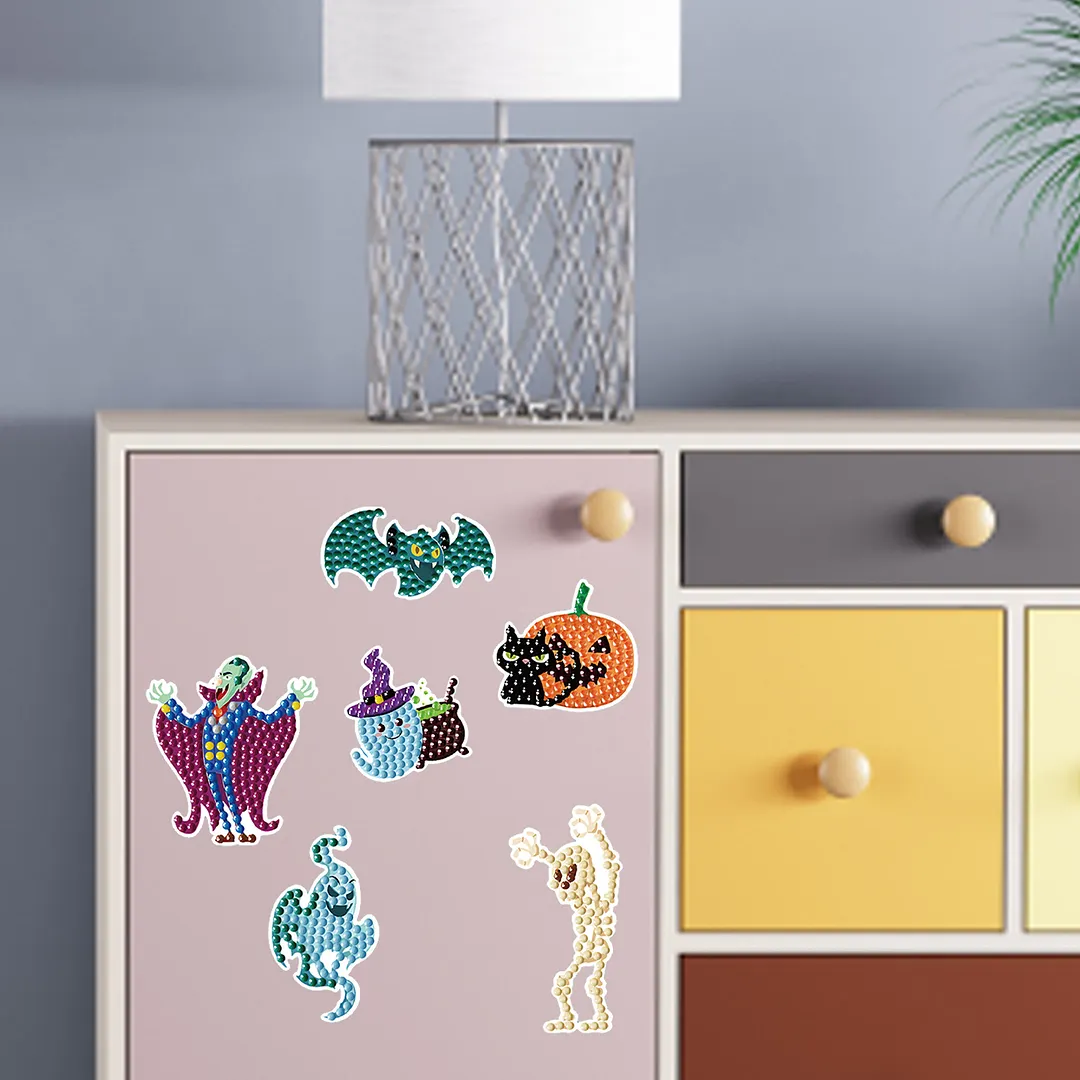 DIY Diamond Painting Sticker Diamond Art Stickers Arts and Crafts Decorative Diamond Stickers for Birthday Party Halloween Christmas Gifts (Halloween Pumpkin)