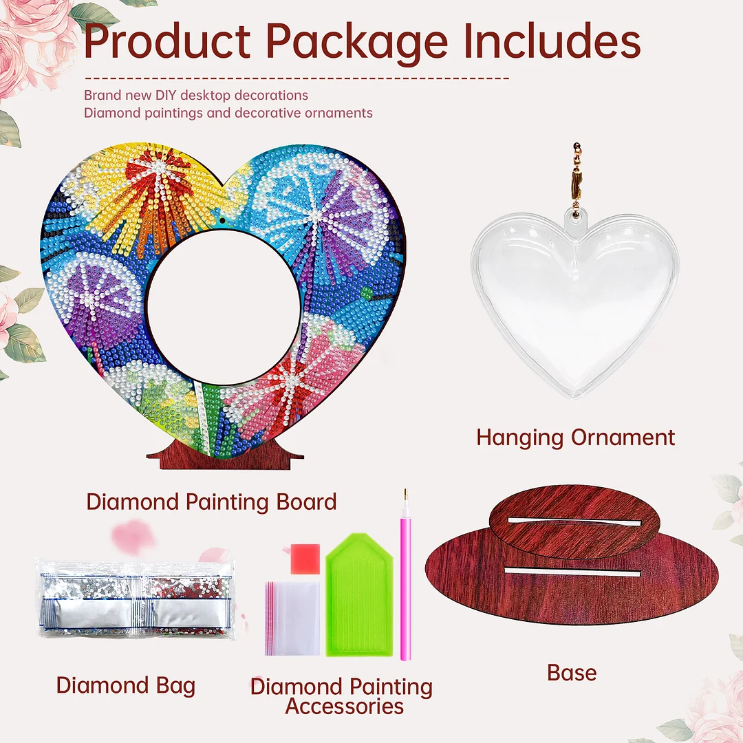 2D Flatt DIY Wooden Dandelion Desktop Diamond Art Ornament Kits Home Decor