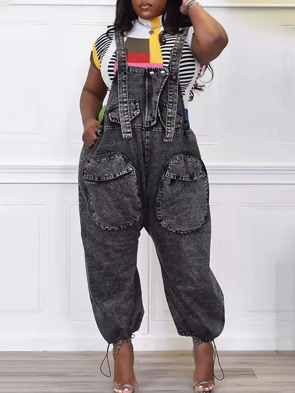 WideLeg Denim Overalls