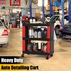 3 Tier Auto Detailing Cart with Wheels, Rolling Detail Carts with Long Hanging Plate & Hooks & Hanging Bucket, Car Wash Organizer Cart for Detailers Garage Workshop, Repair Shop, Storage Tool,BlackRed