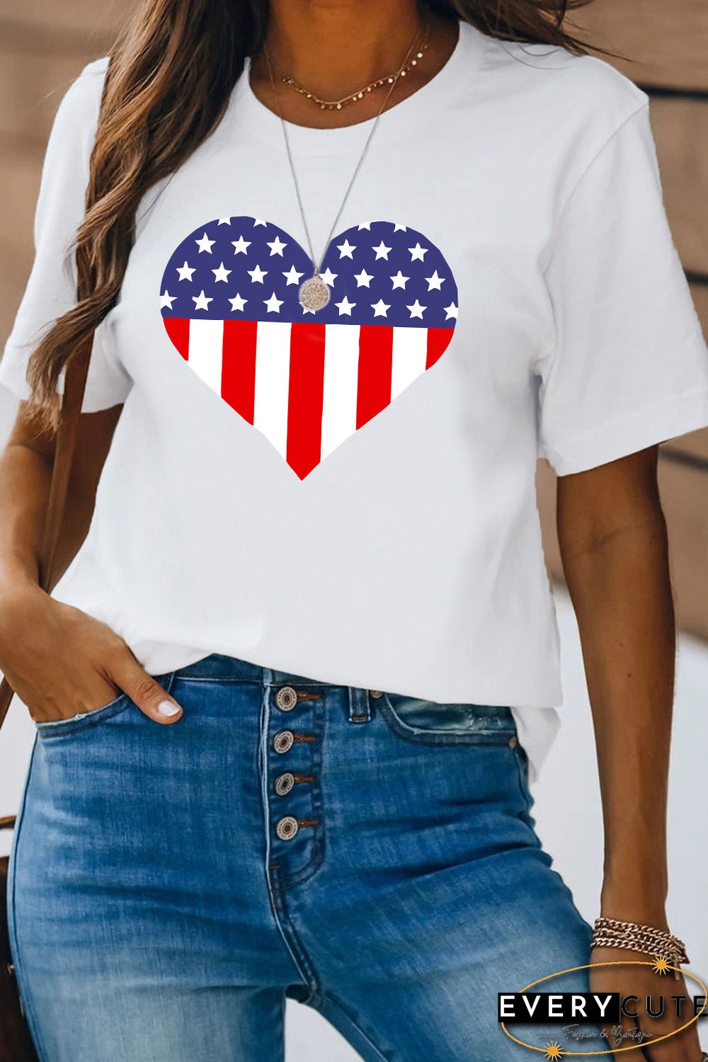 White American Heart Graphic Tee