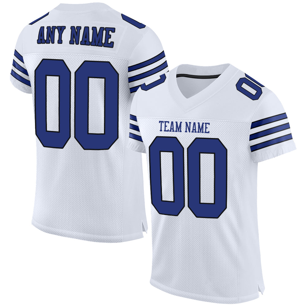 Custom White Royal-Black Mesh Authentic Football Jersey | captainssportss.com