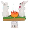 Resin Bunny Campfire Flickering Night Light Plug Into Wall Easter Decoration(US)