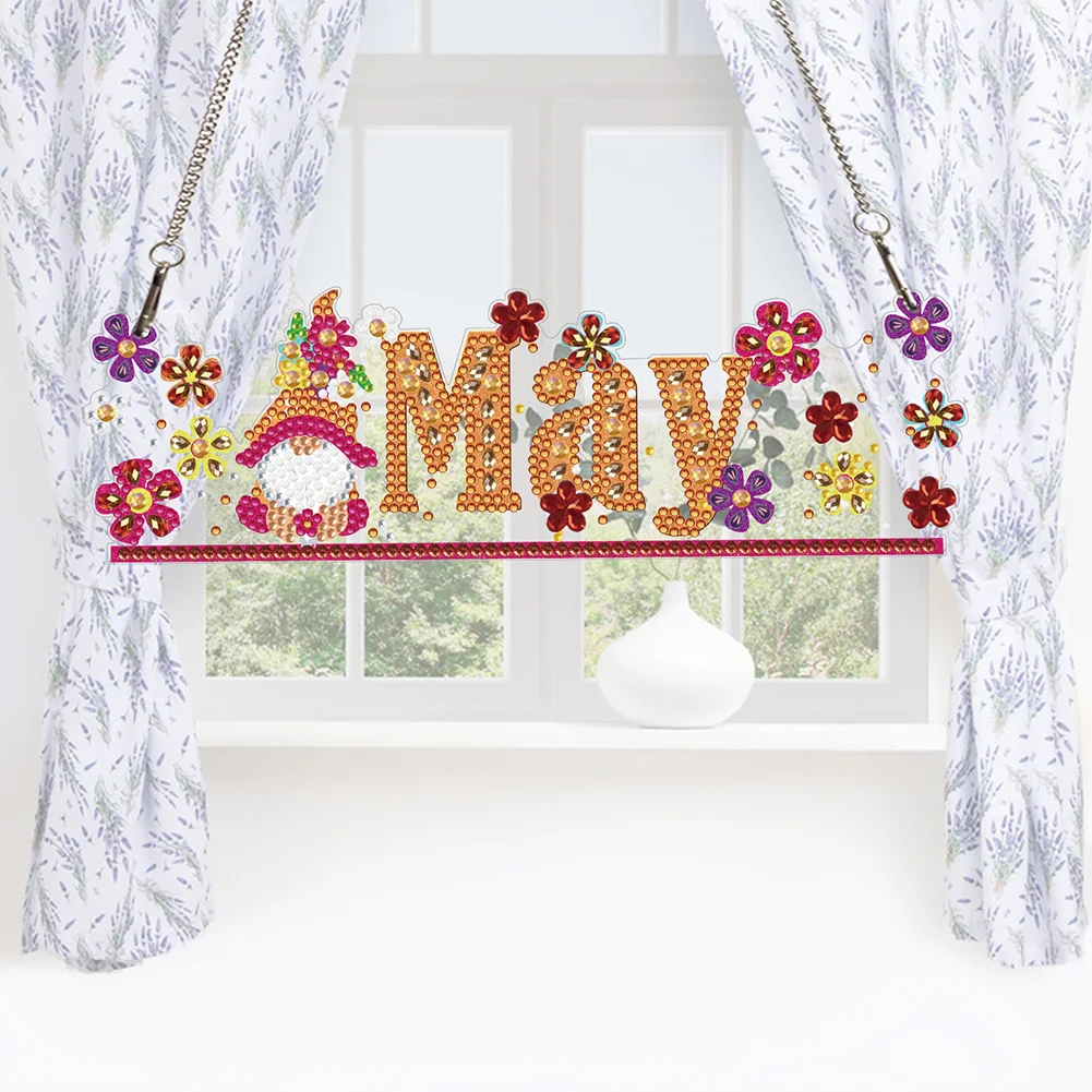 DIY May Crystal Rhinestone Pendants Handmade Gnome Home Garden Decoration