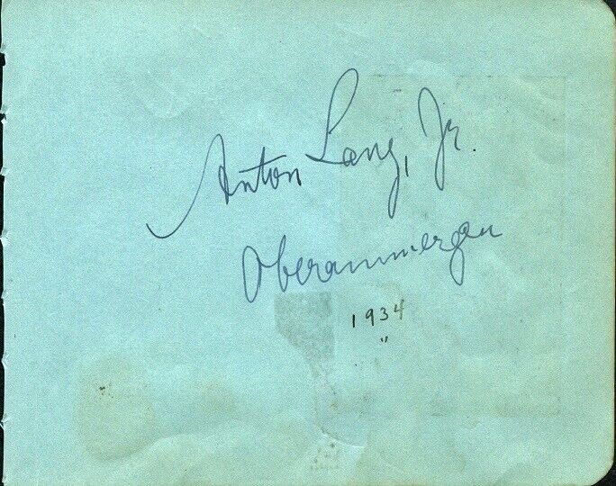 ANTON LANG, JR. + Mystery Autograph - 1934