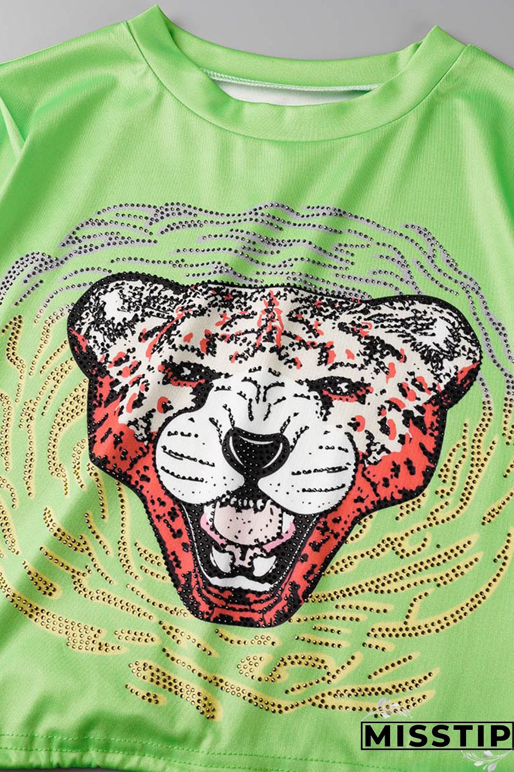 Green Casual Print Patchwork Draw String O Neck Short Sleeve Two Pieces