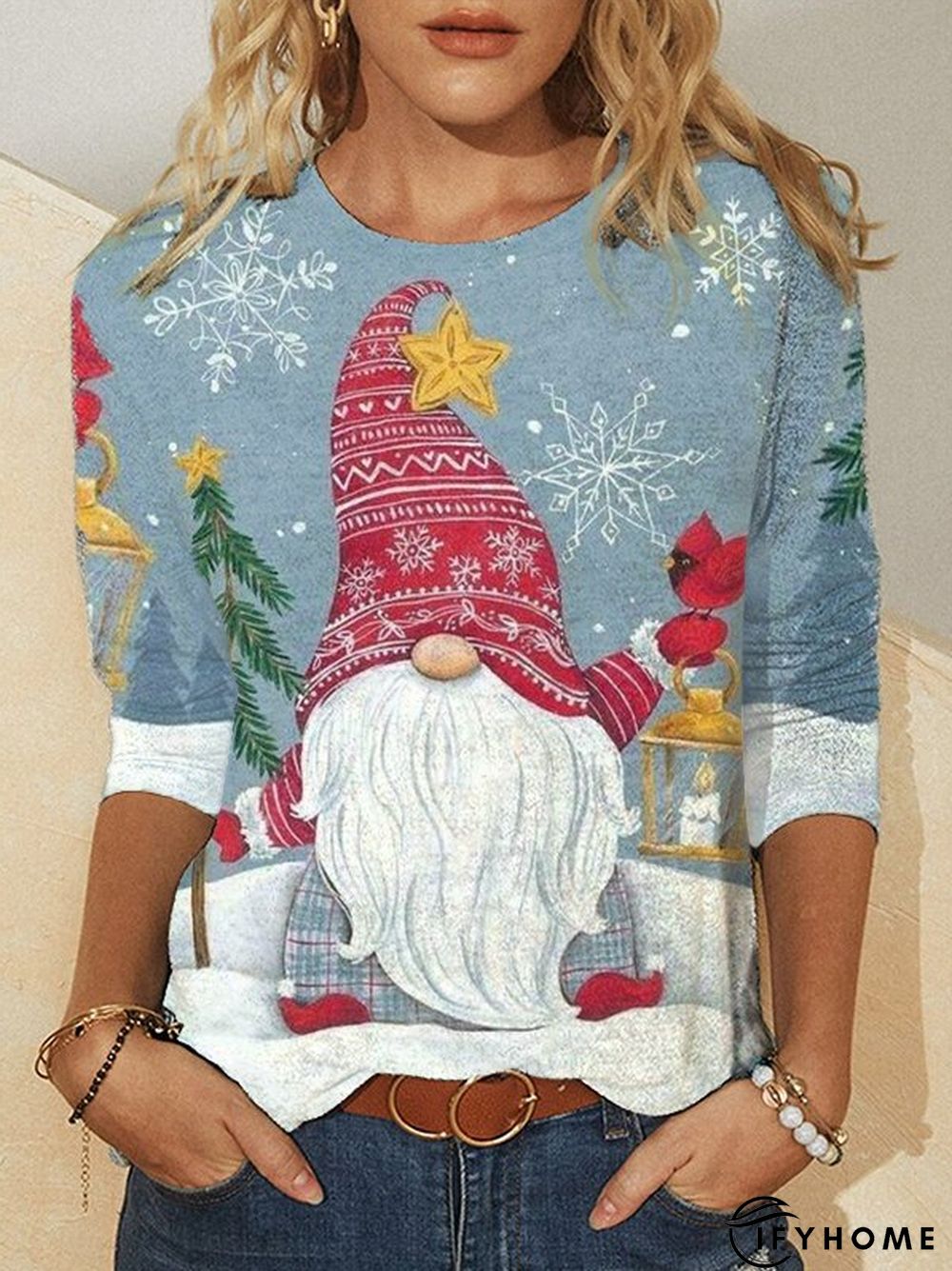 Long Sleeve Crew Neck Casual Printed T-shirt | IFYHOME