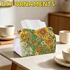 (24cm)Sunflower Butterfly 24cm DIY Diamond Painting Rhinestones Decorative Tissue Box Reusable Crystal Mosaic PU Tissue Holder for Home Car Desk Decoration Craft