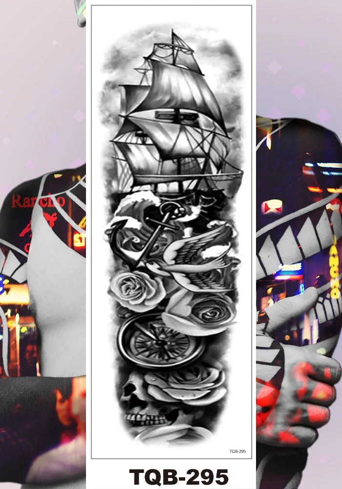 Full Flower Arm Temporary Tattoo Sticker Men Women Adult Girl Body Leg Sexy Fake Tatoo Butterfly Fairy Hummingbird Colorful Tree