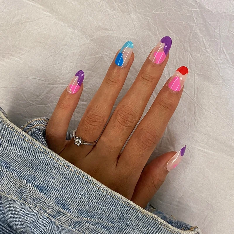 24pcs stiletto false press on nails matte Black color Leopard Wear Finished product wearable full cover acrylic nails products-Nail Inspo