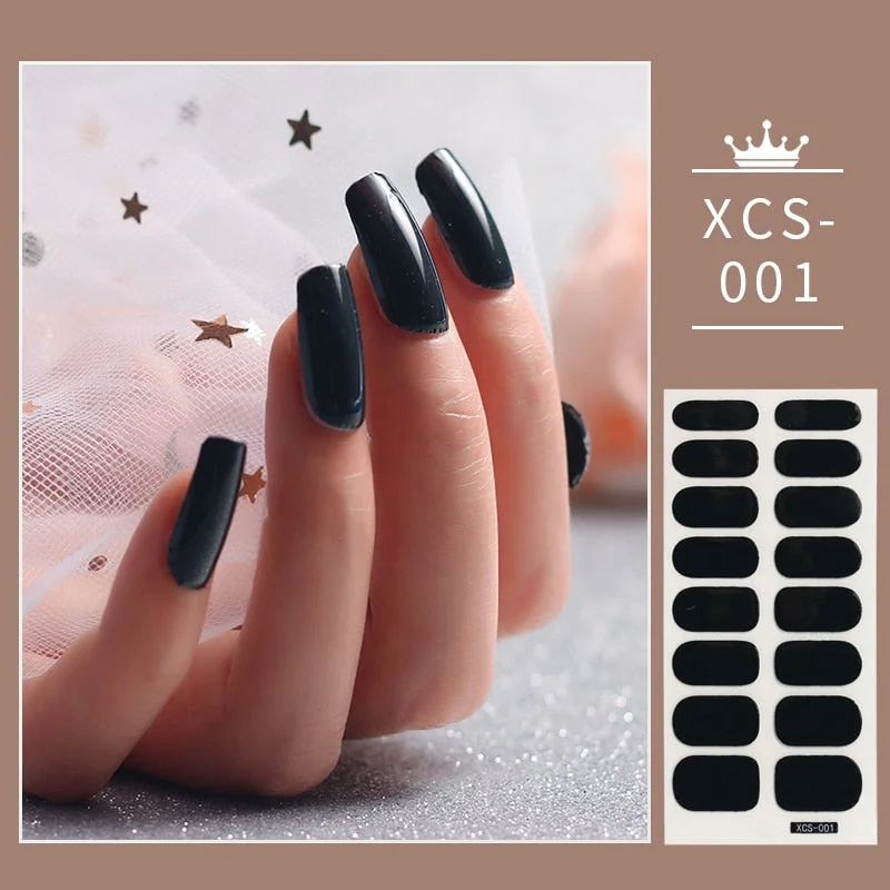 Nail Stickers Solid Color Strips Waterproof Nail Polish Stickers Adhesive Full Wraps Manicure Decor Stickers for Nails