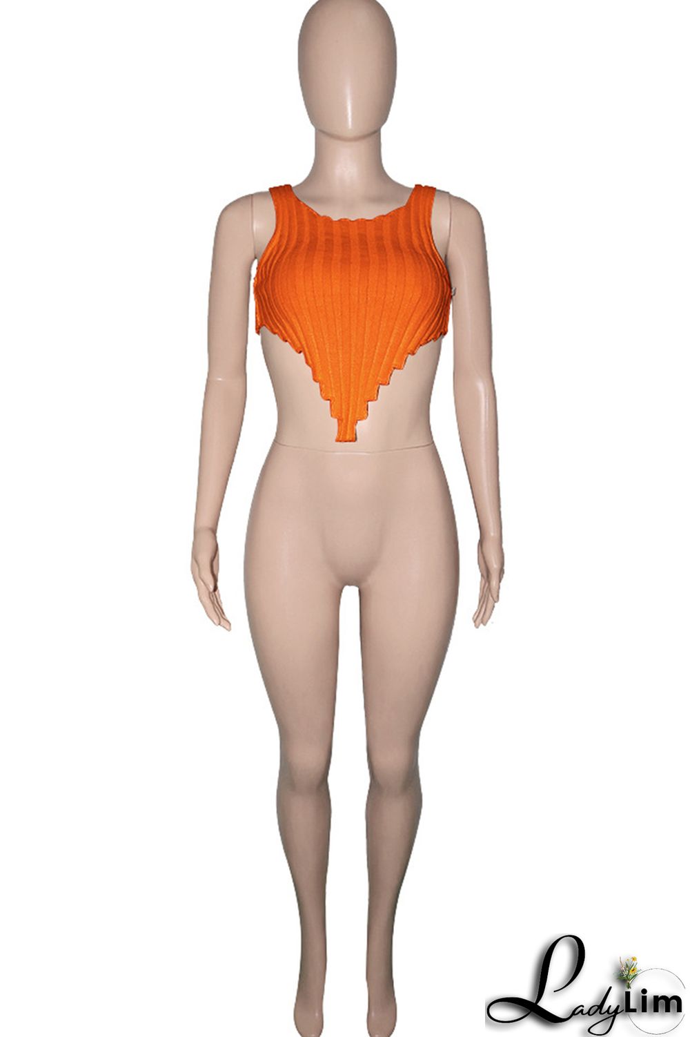 Orange Fashion Casual Solid Asymmetrical O Neck Tops