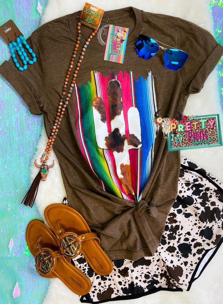 Bestdealfriday Brown Crew Neck Printed Short Sleeve Cotton Shirts Tops 9119499