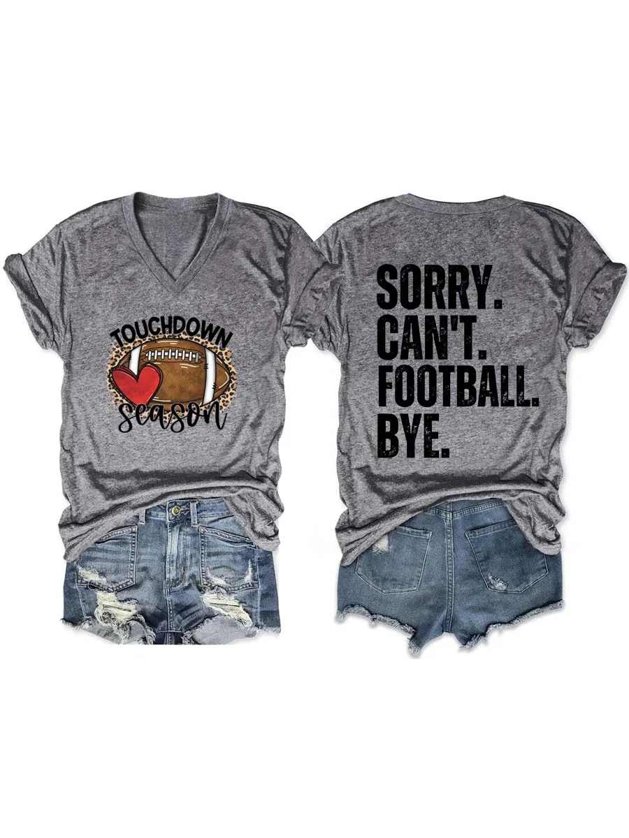Touchdown Season, Sorry Can't Football Bye V-Neck T-Shirt