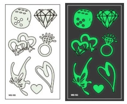 Luminous Tattoo Fake Tattoo Dark Waterproof Sexy Temporary Tattoo Stickers Body Art Fluorescent Simple Tattoo Sticker for Party