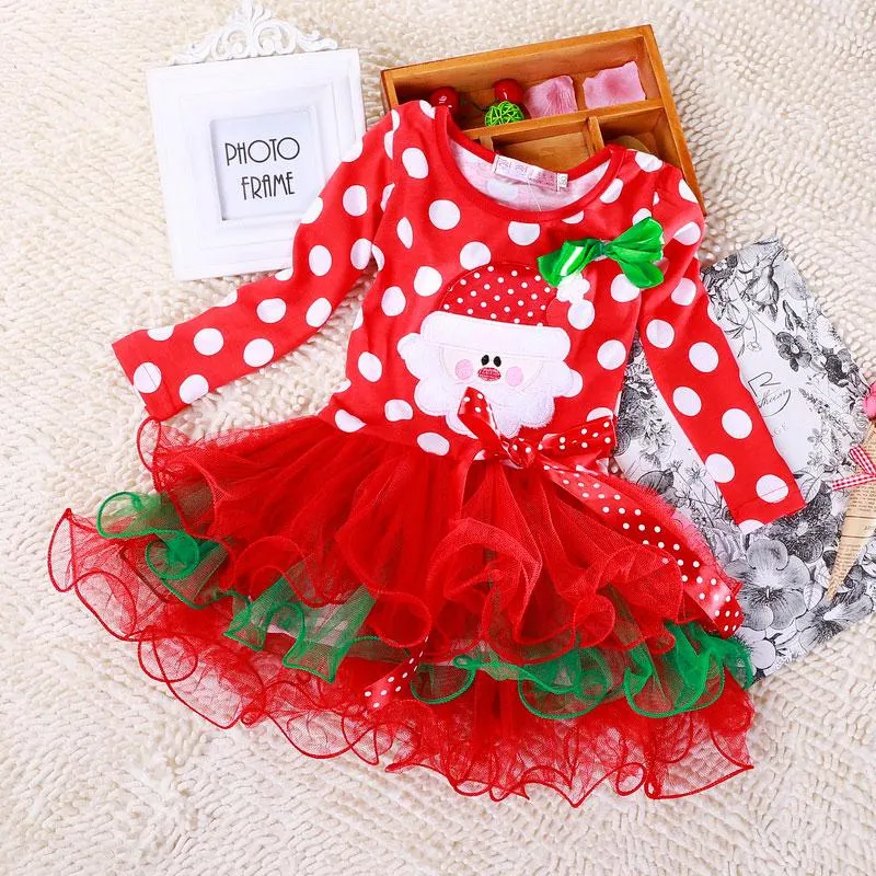Xmas Party Princess Dress For Girl Red Sequins Bow Christmas Vestido Natal Baby Girl Clothes Santa Claus Cosplay Costume For Kid
