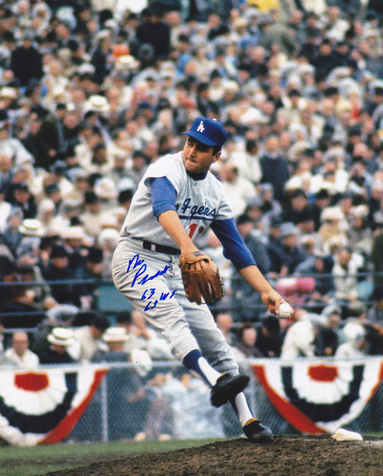 RON PERRANOSKI LOS ANGELES DODGERS 63,65 WS CHAMPS ACTION SIGNED 8X10