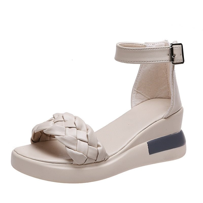 Women Summer Wedge Heel Sandals Platform Sandals Strap Open Toe Chunky Bottom Casual Shoes 2022 Gold Silver Pink Sandals