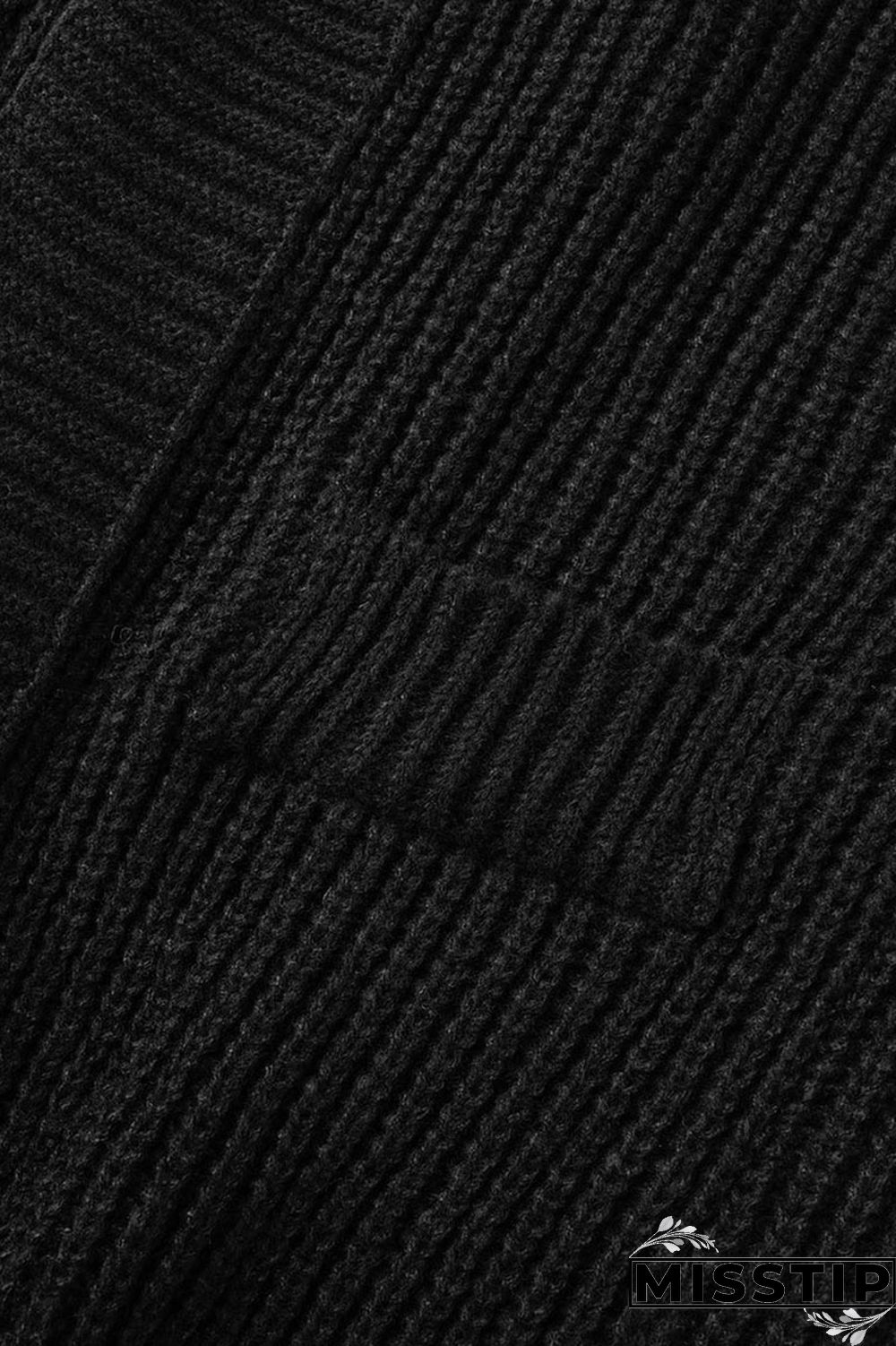 Black Casual Solid Patchwork Cardigan Collar Outerwear