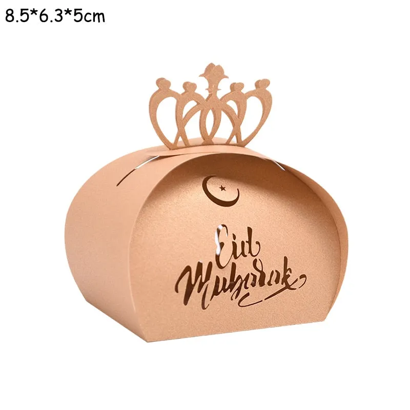 10pcs Eid Mubarak Candy Box Favor Box Ramadan Kareem Gift Boxes Islamic Muslim Festival Happy al-Fitr Eid Event Party Supplies