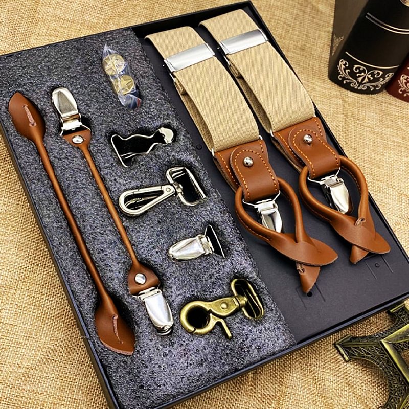 Men's Suspender Strap Elastic Anti-Slip Strap Clip Sling Gift Box Set