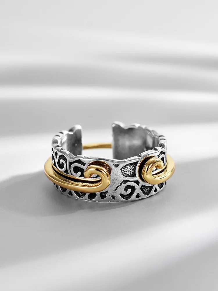 Retro Sun Wukong Band-Tightening Spell Auspicious Clouds Opening Rings