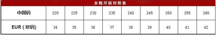 尺码表