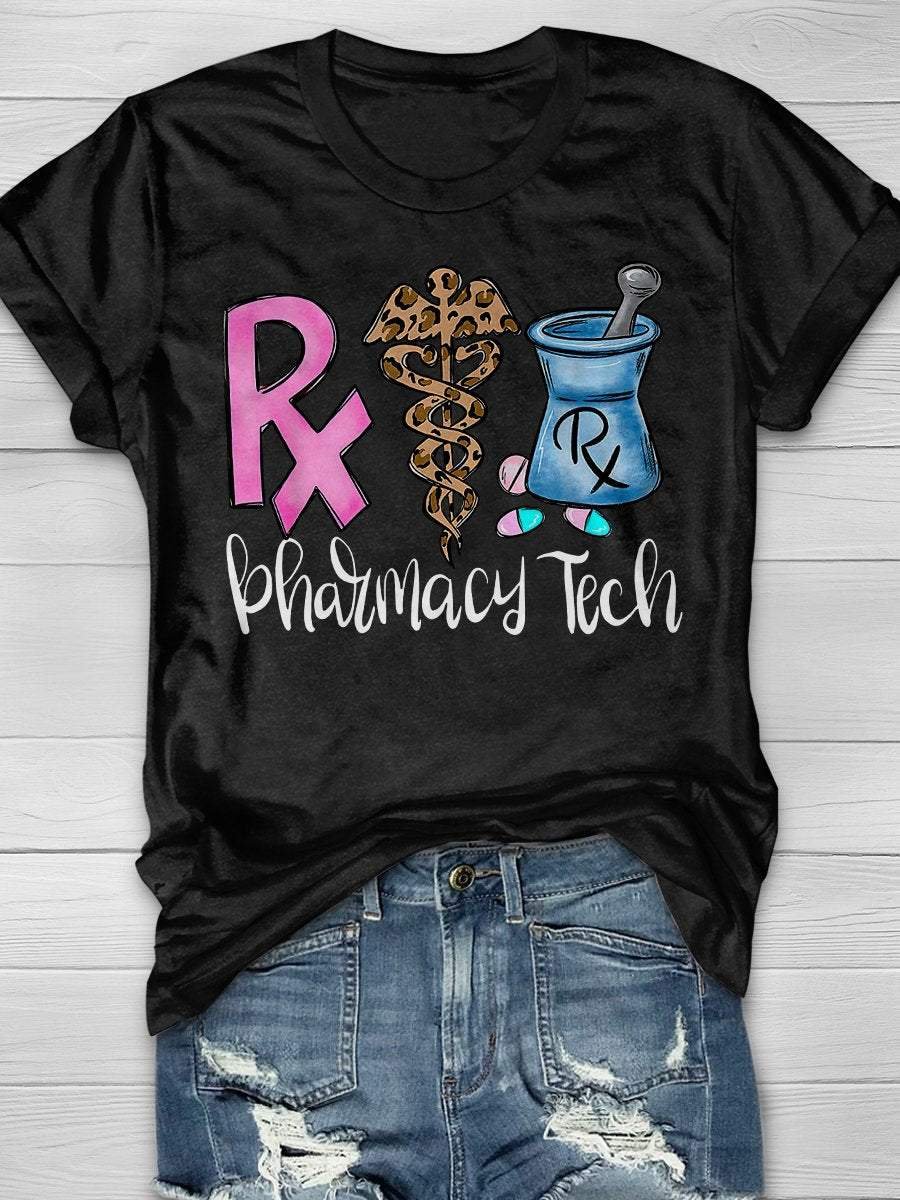 Pharmacy Tech Pharmacist Print Short Sleeve T-shirt