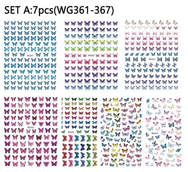 6-12pcs/Set Holographic 3D Butterfly Nail Sticker Wholesale Summer Nail Decals Decoration DIY Nail Design Accessories