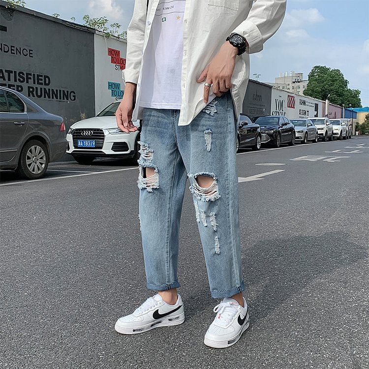 Summer Jeans Men's Large Size Retro Sports Loose Student Trousers Casual Pants Men's Men's Jeans