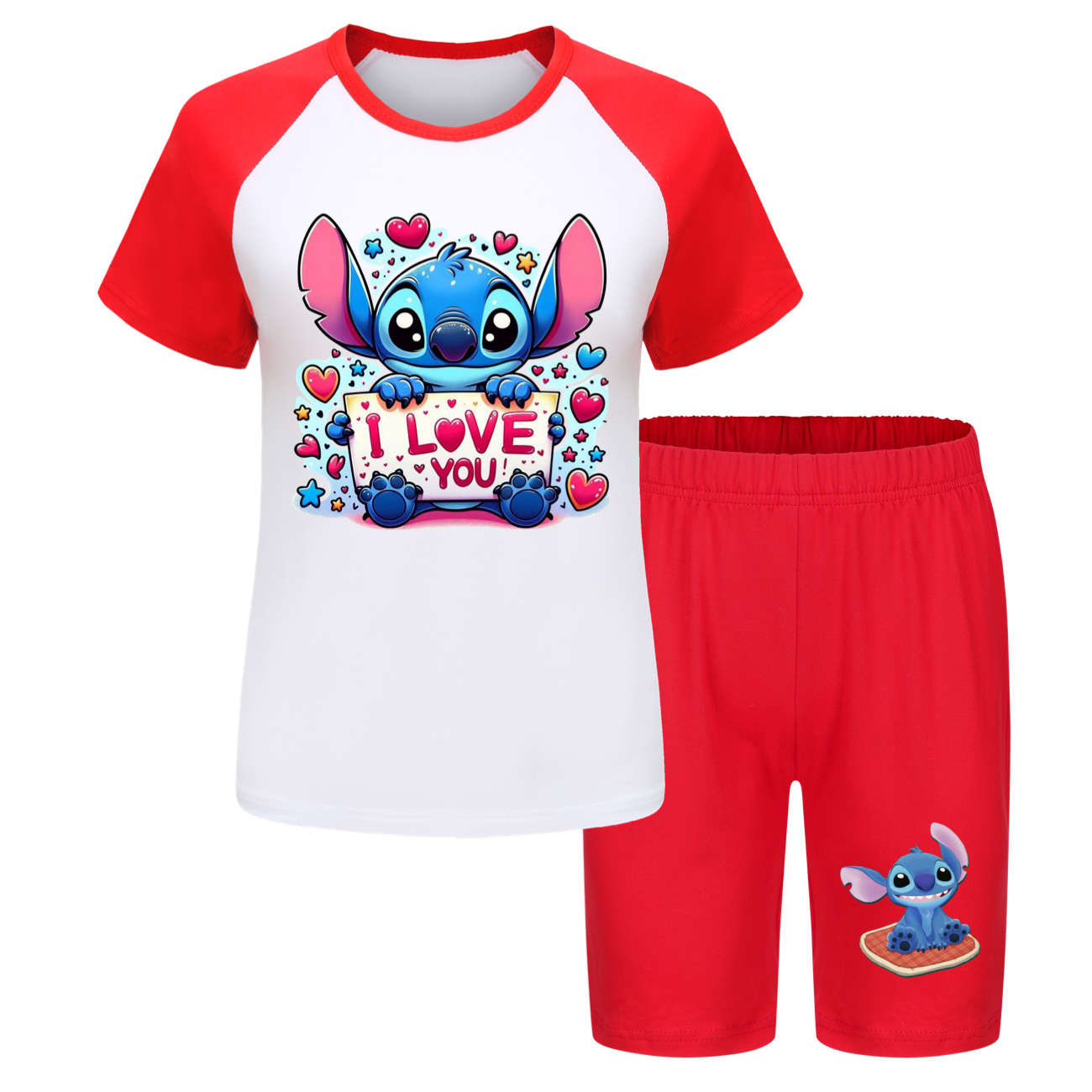Stitch 110-170 Kids T-Shirt and Shorts Pajama Summer Outfit 3662 -Mayoulove